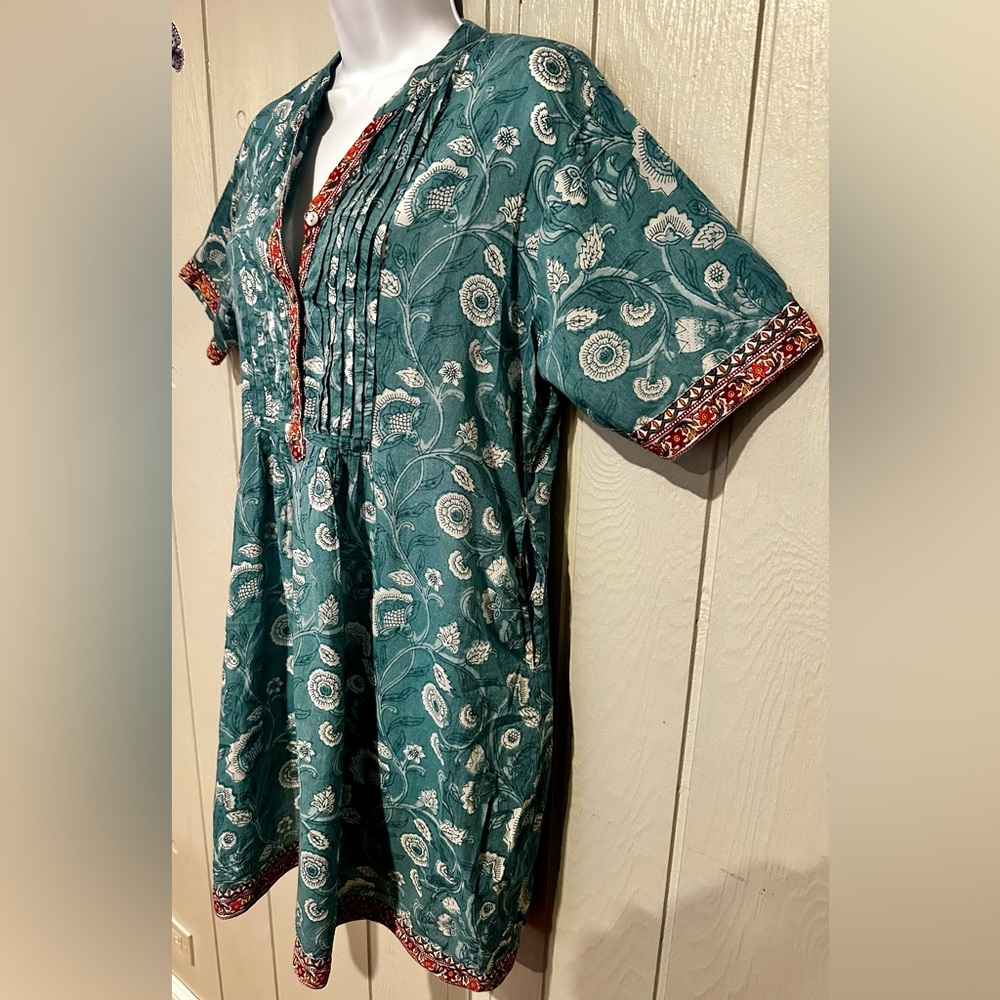 Dolma Floral Teal Midi Dress - Picture 3 of 6